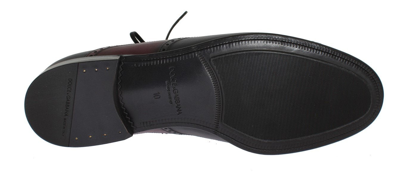 Black Gray Leather Wingtip Shoes