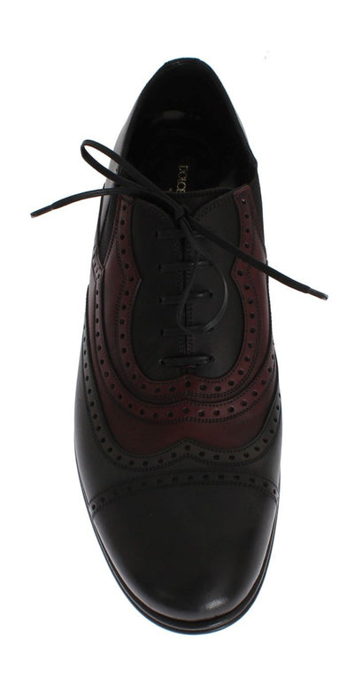 Black Gray Leather Wingtip Shoes