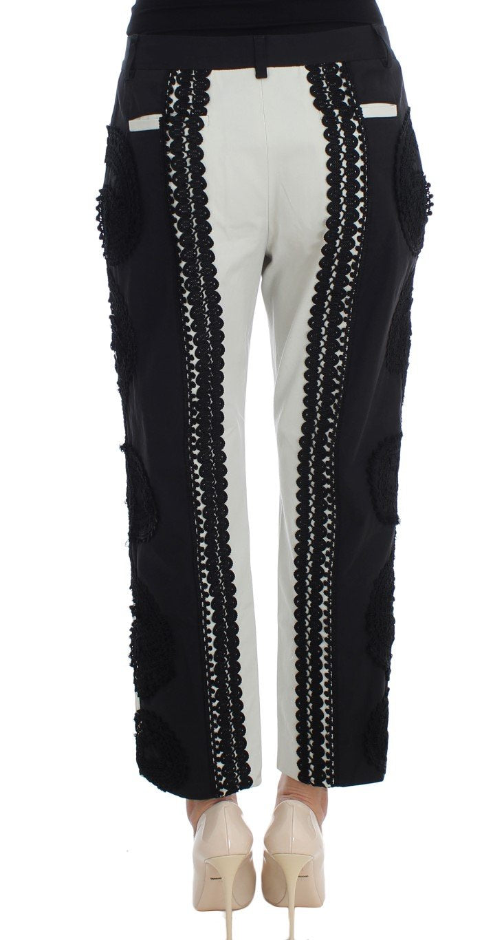Black White Torero Stretch Capris Pants