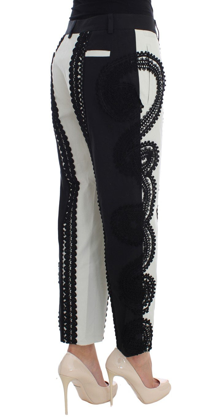 Black White Torero Stretch Capris Pants