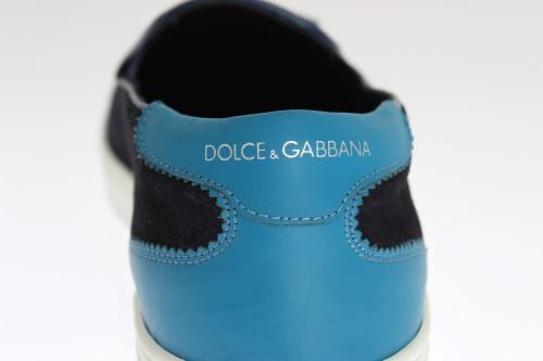 Blue Crust Nappa Leather Logo Sneakers