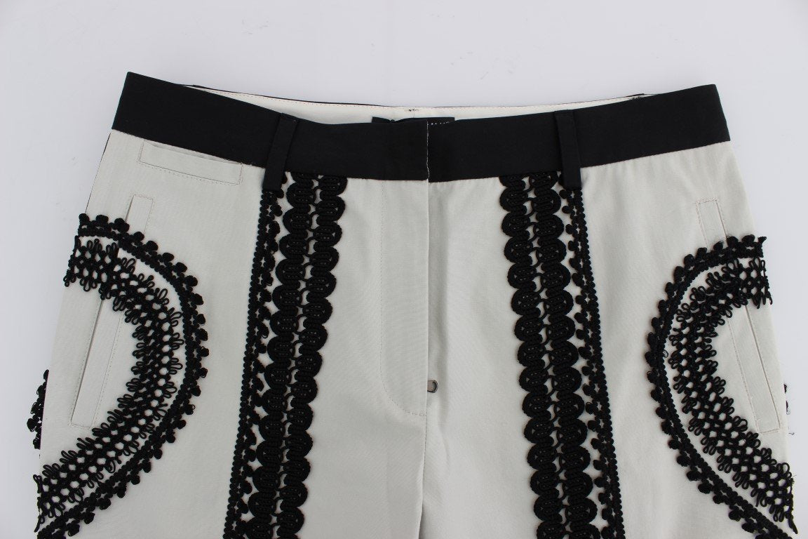Black White Torero Stretch Capris Pants