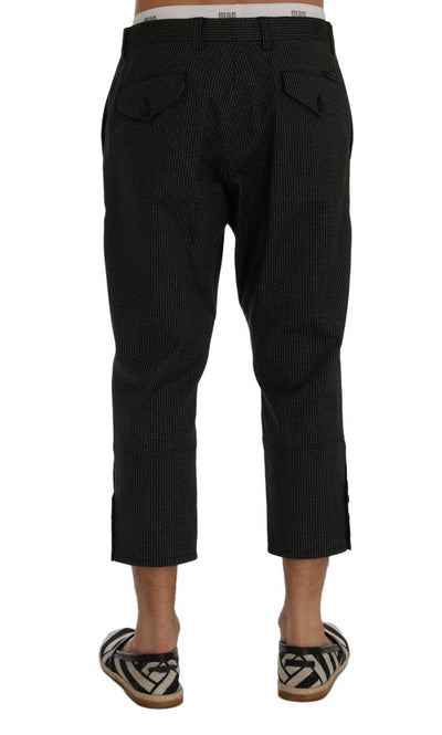 Gray Striped Stretch Capri Pants