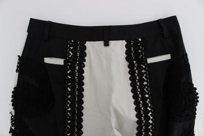 Black White Torero Stretch Capris Pants