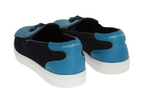 Blue Crust Nappa Leather Logo Sneakers