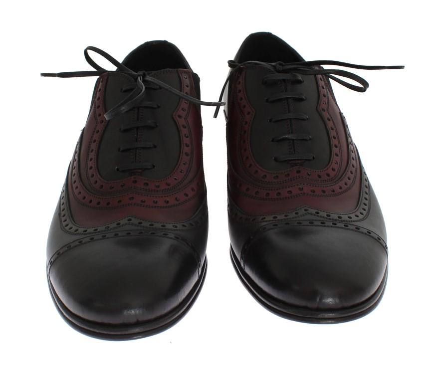 Black Gray Leather Wingtip Shoes