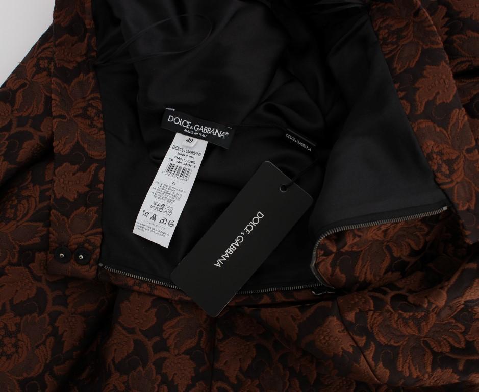 Brown Floral Brocade Mini Bubble Skirt
