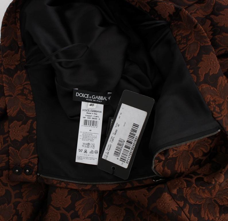 Brown Floral Brocade Mini Bubble Skirt