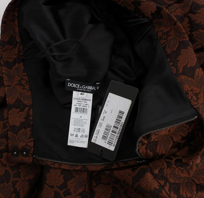 Brown Floral Brocade Mini Bubble Skirt