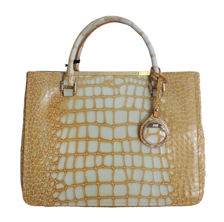 Orange Leather Shoulder Satchel Bag
