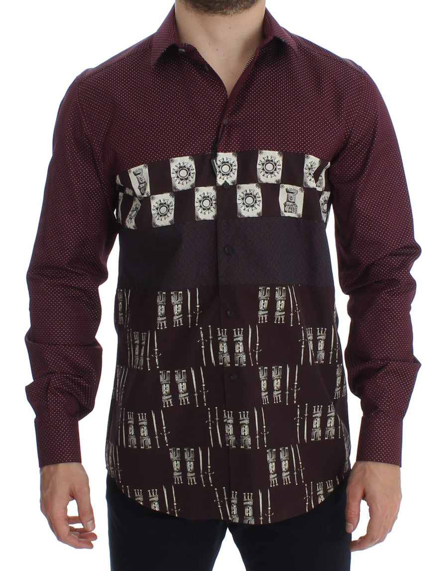 Bordeaux Medieval Print Slim Fit Casual Shirt