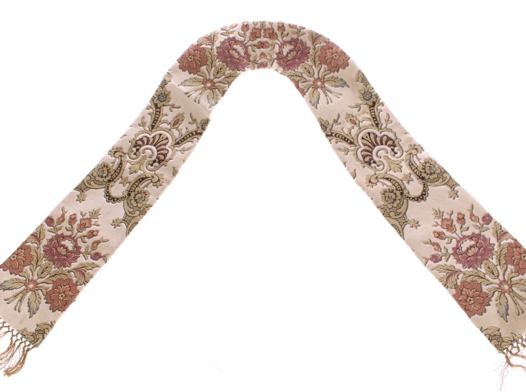 Scarf Men's Beige Silk Necktie Baroque Pattern