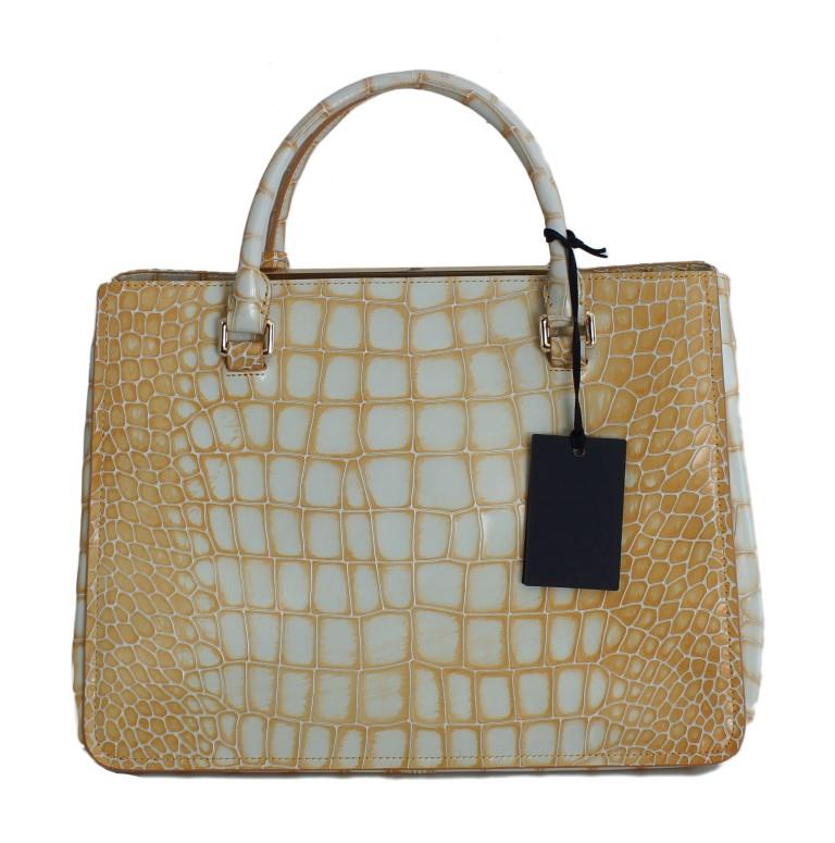 Orange Leather Shoulder Satchel Bag