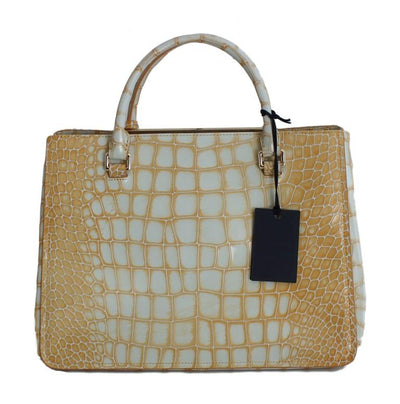 Orange Leather Shoulder Satchel Bag