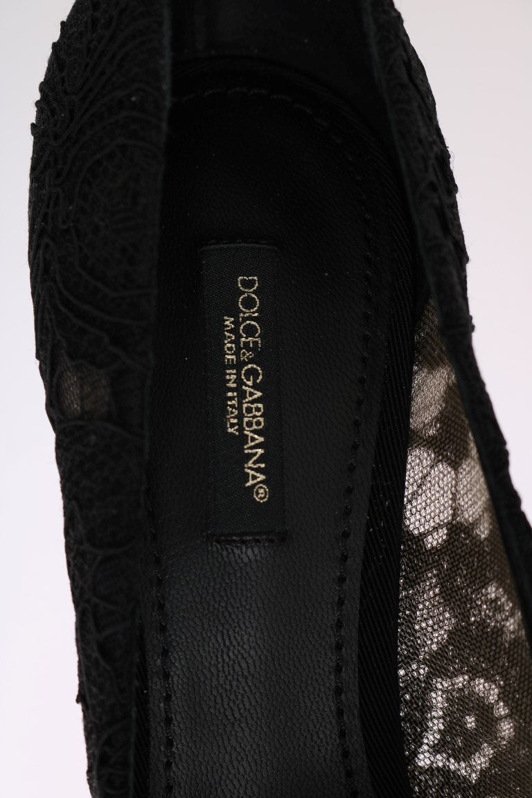 Black Taormina Lace Crystal Pumps
