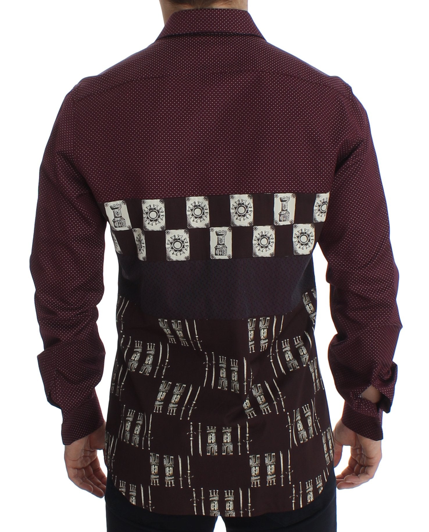 Bordeaux Medieval Print Slim Fit Casual Shirt