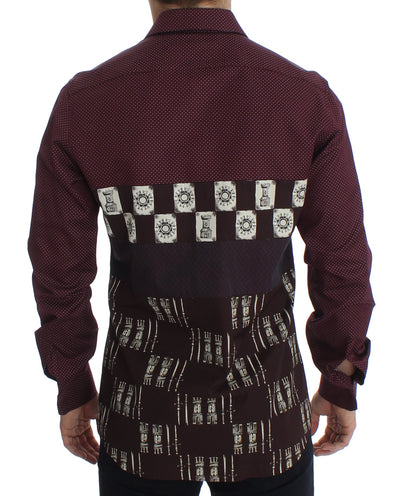 Bordeaux Medieval Print Slim Fit Casual Shirt