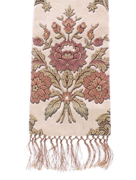 Scarf Men's Beige Silk Necktie Baroque Pattern