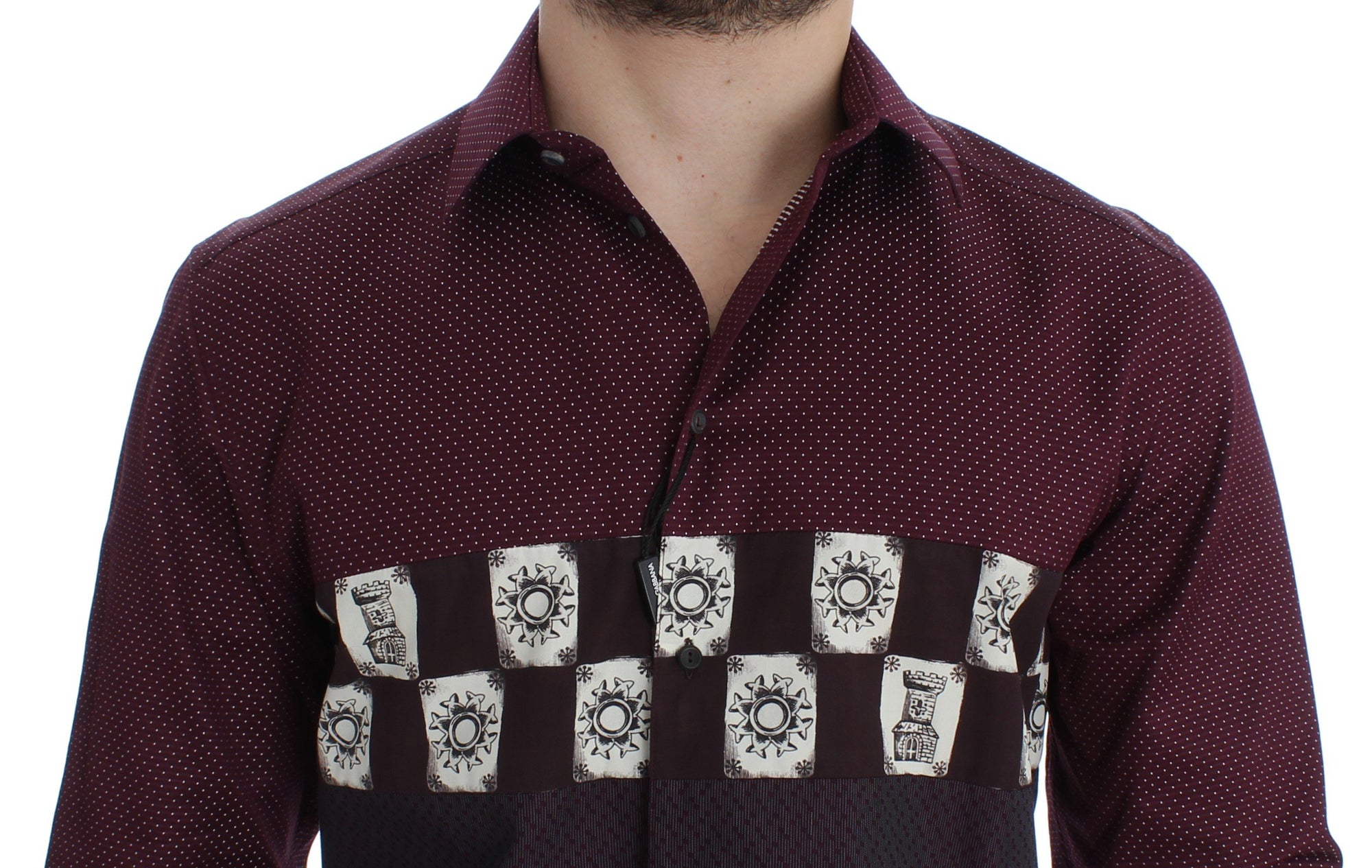 Bordeaux Medieval Print Slim Fit Casual Shirt