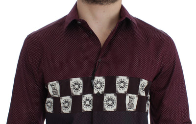 Bordeaux Medieval Print Slim Fit Casual Shirt