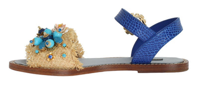 Blue Crocodile Crystal Paglia Sandals