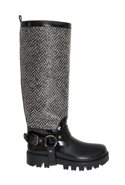 Black White Chevron Rubber Boots