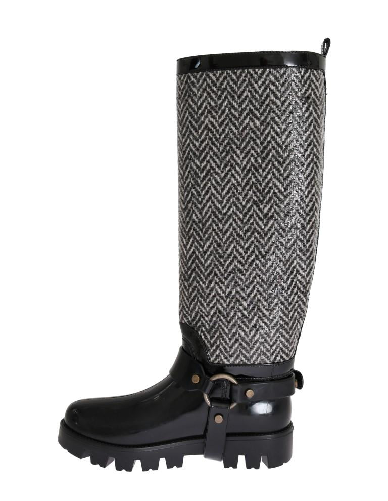 Black White Chevron Rubber Boots