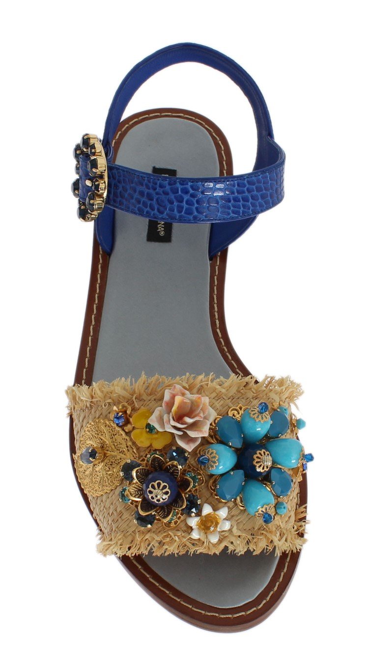 Blue Crocodile Crystal Paglia Sandals