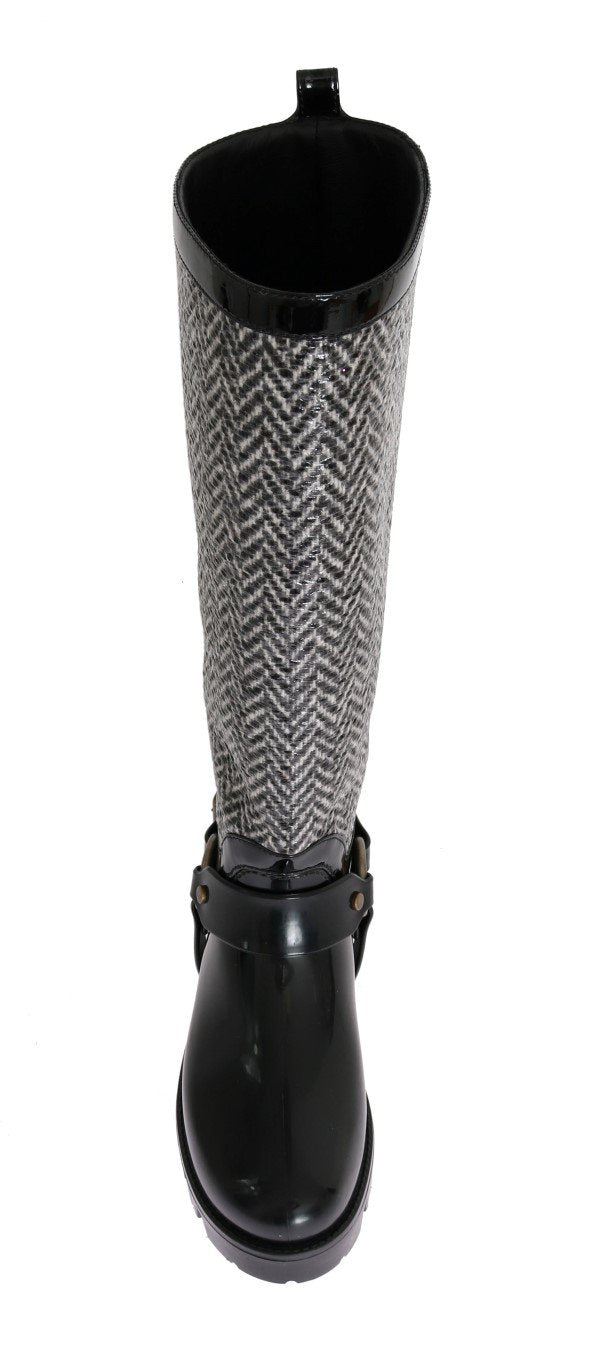 Black White Chevron Rubber Boots