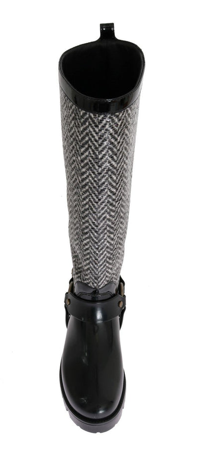Black White Chevron Rubber Boots