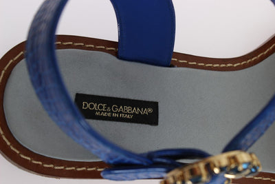 Blue Crocodile Crystal Paglia Sandals