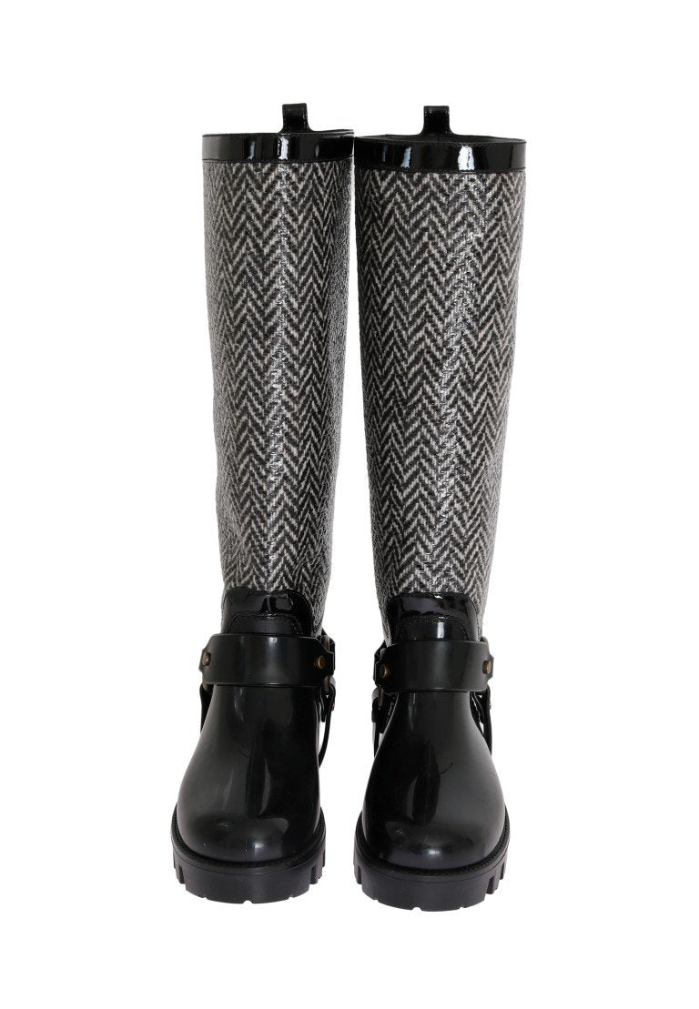 Black White Chevron Rubber Boots