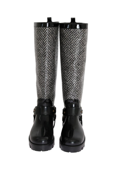 Black White Chevron Rubber Boots
