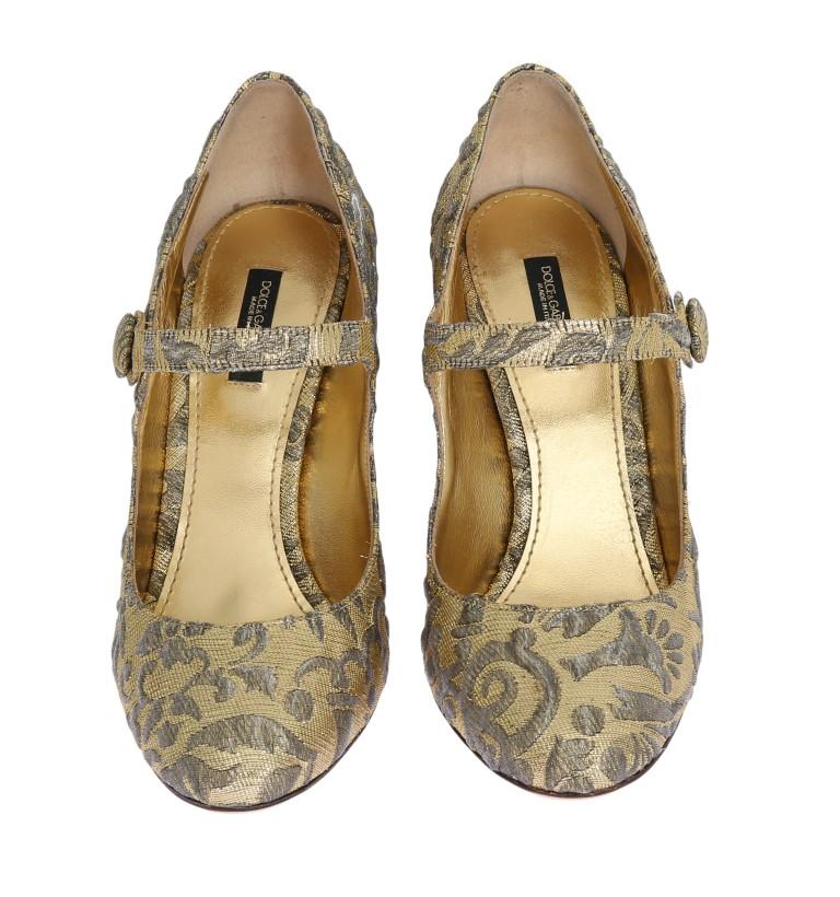 Gold Studs Crystal Embroidery Pumps