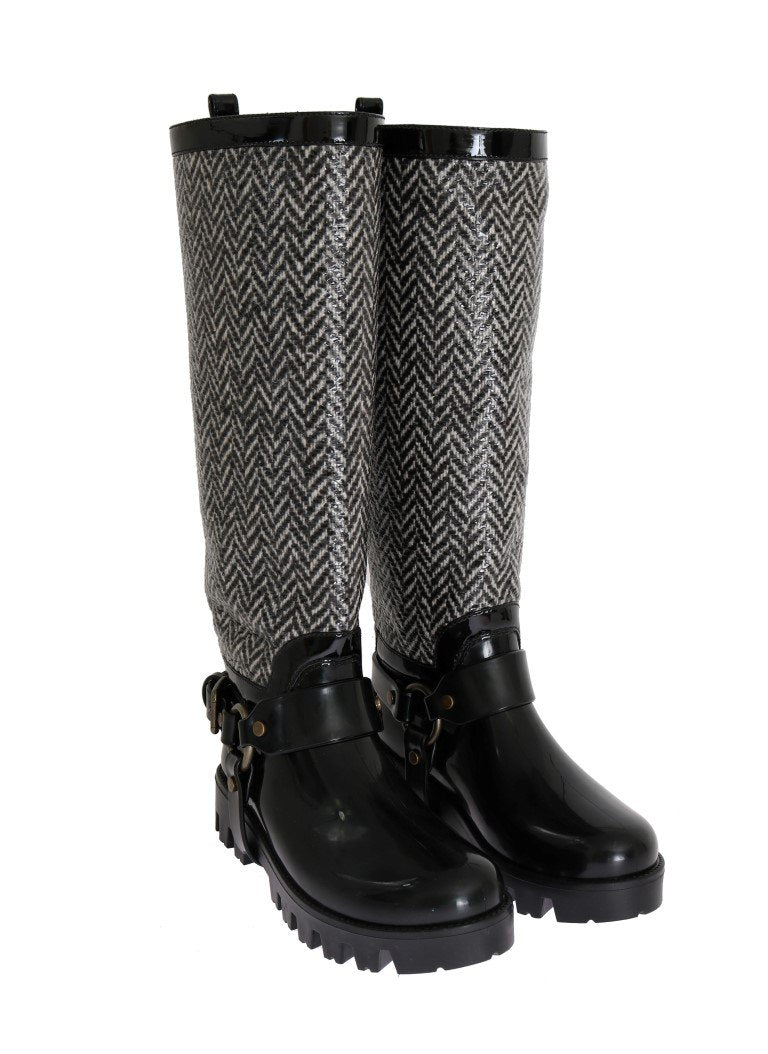 Black White Chevron Rubber Boots
