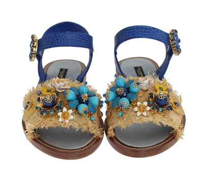 Blue Crocodile Crystal Paglia Sandals
