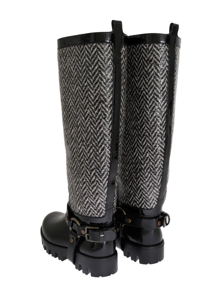 Black White Chevron Rubber Boots