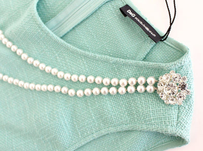 Green shift above knee dress