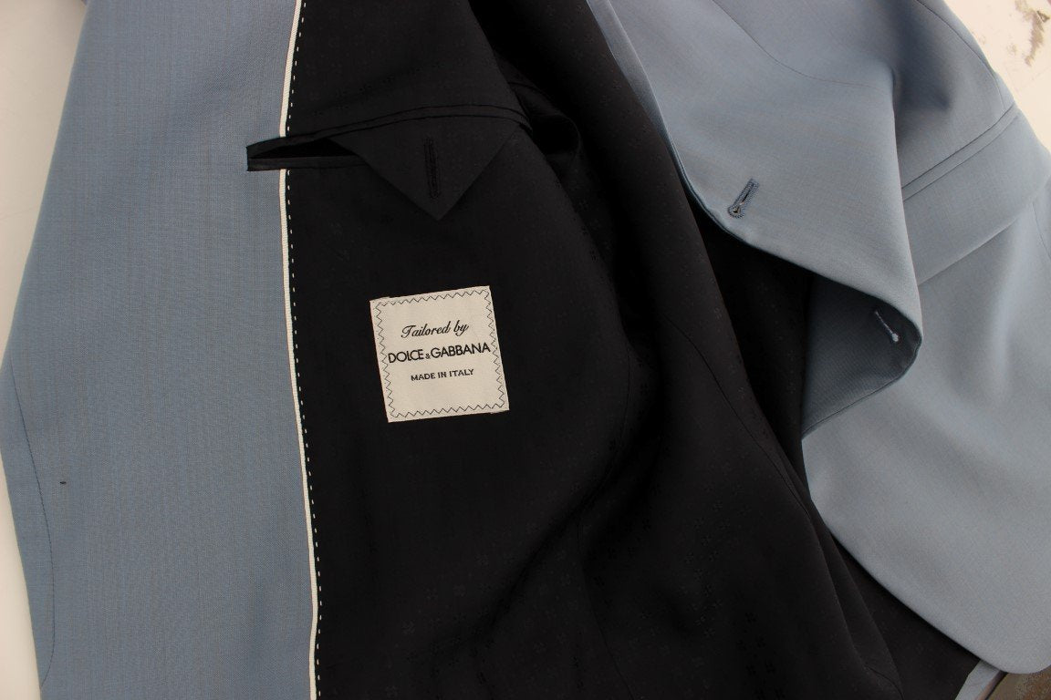 Blue Wool Silk Slim Fit 3 Piece Suit