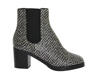 Black White Leather Boots
