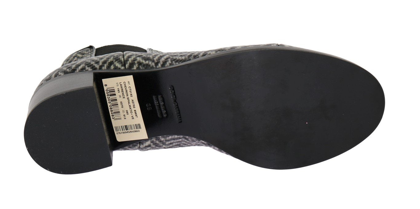 Black White Leather Boots