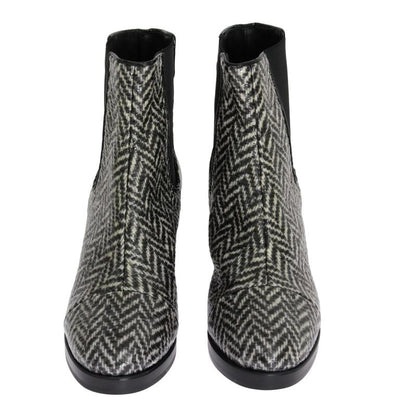 Black White Leather Boots