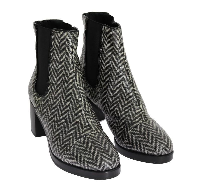 Black White Leather Boots