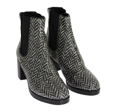 Black White Leather Boots