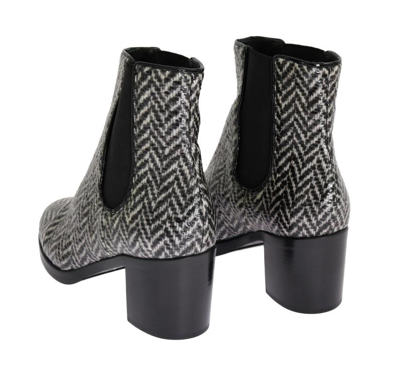 Black White Leather Boots