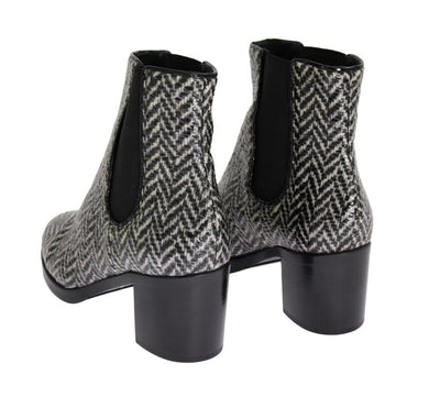 Black White Leather Boots
