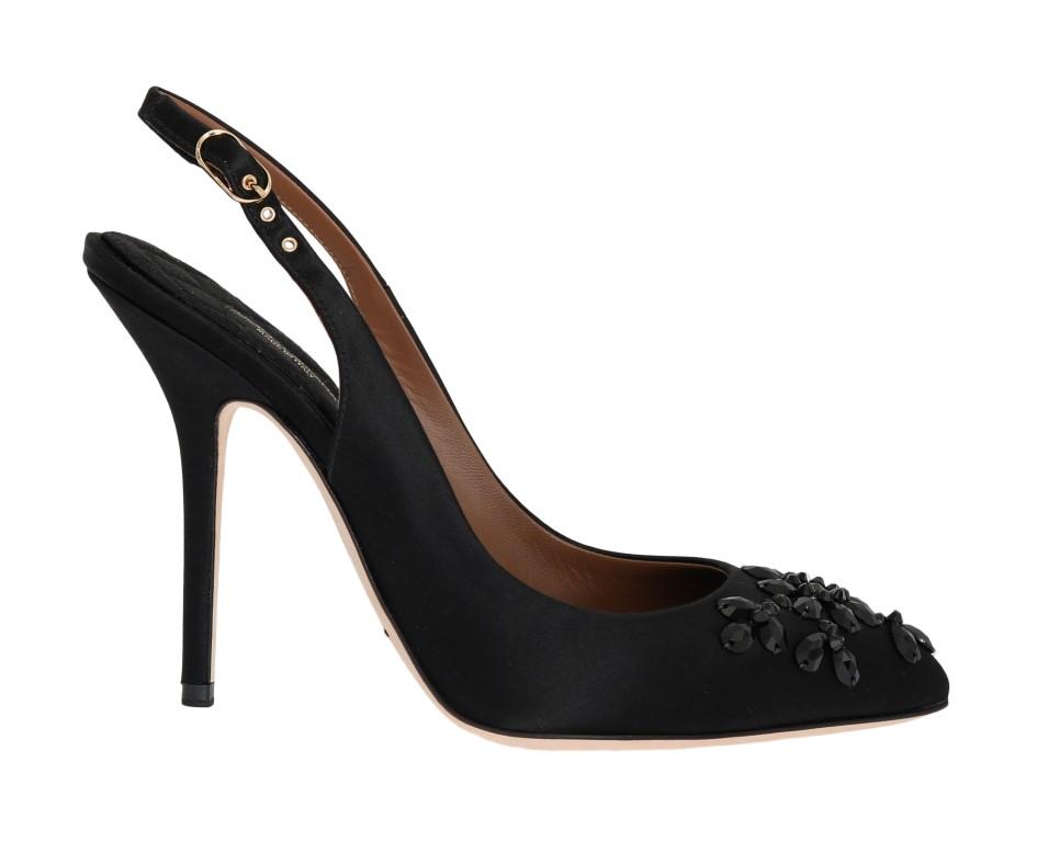 Black Slingbacks Crystal Classic Pumps