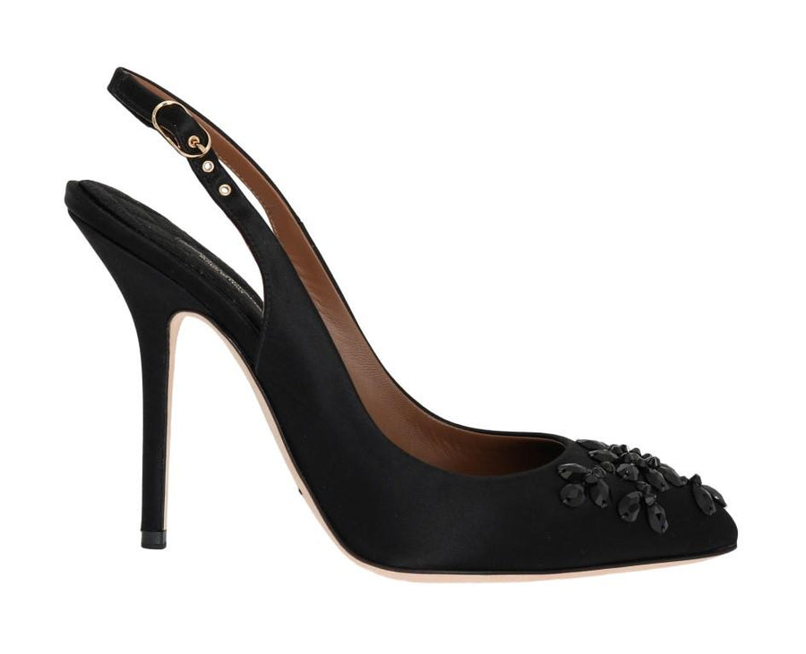 Black Slingbacks Crystal Classic Pumps