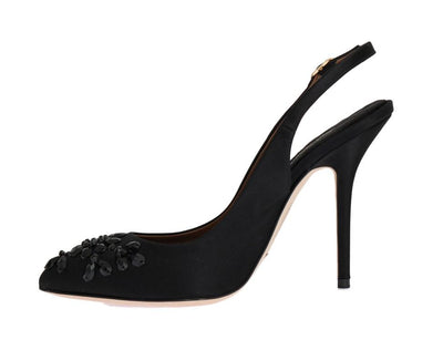 Black Slingbacks Crystal Classic Pumps