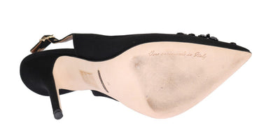 Black Slingbacks Crystal Classic Pumps